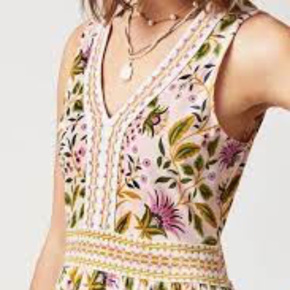 SPARTINA 449 Gabrielle Pima Cotton Multicolor Floral Sleeveless Midi Dress S - Picture 9 of 9